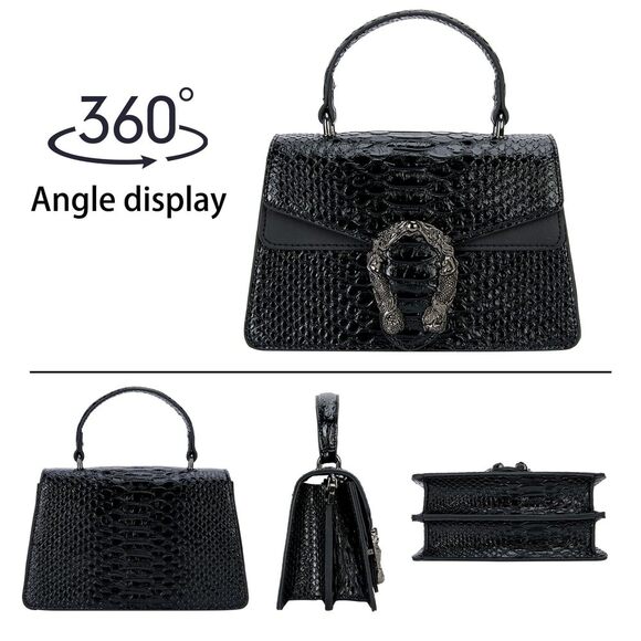 Classic Crossbody Chain Purses For Snake Pattern Textured Strap Handbags Eveni - Picture 3 of 7